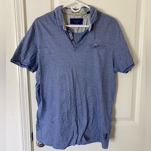 Ted Baker London Mens Blue Striped Short Sleeve Collared Polo Shirt